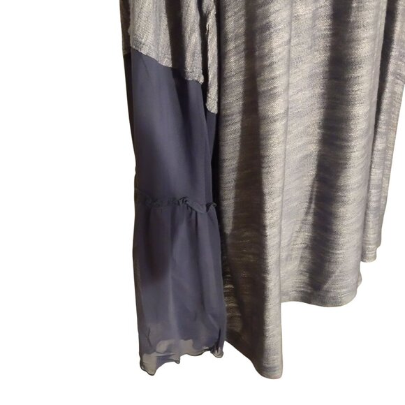 Oversized Gray & Blue Knit Tunic With Contrast Ruffle Sleeves Size 4X-NEW - Picture 4 of 8